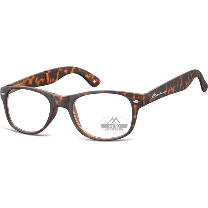 Montana Opvouwbare Leesbril Turtle Bruin Vierkant MFR61A Sterkte +1,00