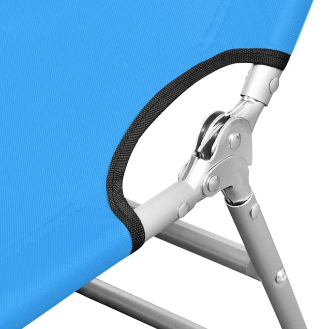 vidaXL - Ligbed - inklapbaar - met - hoofdkussen - staal - turquoiseblauw