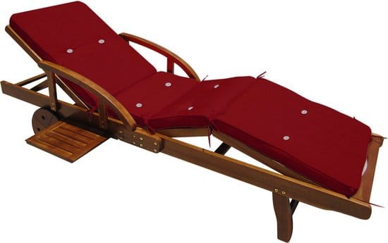 Detex Ligbedkussen - Weerbestendig UV bestendig 195x55x5cm - Rood