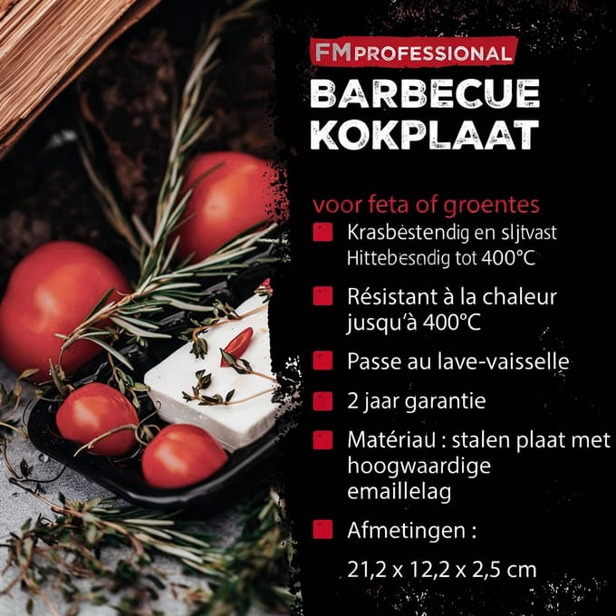 Barbecueplaat van geëmailleerd staal 21 x 12 cm FM Professional Barbecue