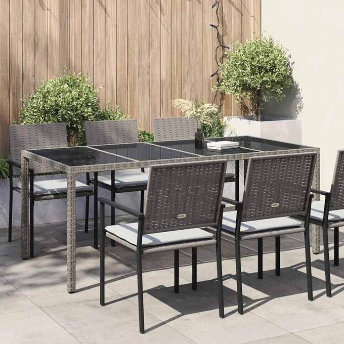 vidaXL Tuin Tafel Grijs 190 x 90 x 75 cm poly rattan