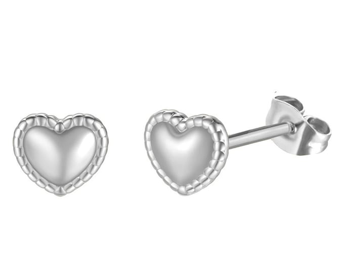 Oorbellen Hart - RVS - 5 mm - Zilverkleurig – valentijn – cadeau