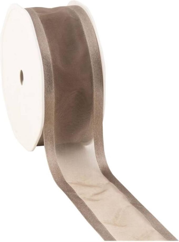 Satin edge Organzalint Taupe – 38 mm × 25 m – Organza