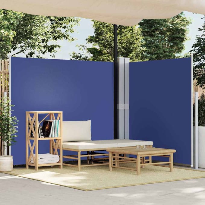 vidaXL - Windscherm - uittrekbaar - 180x600 - cm - blauw