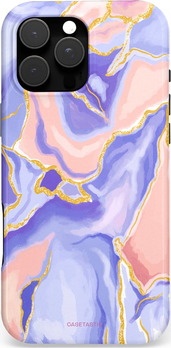 Casetastic hoesje geschikt voor Apple iPhone 16 Pro Max - MagSafe - Dubbellaagse bescherming - Riviergloed - Fashion Case - Lichtroze Goud Paars