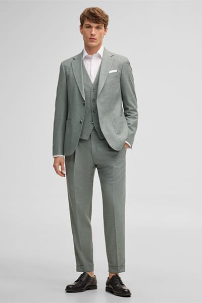 Gyl vest met linnenaandeel, groen