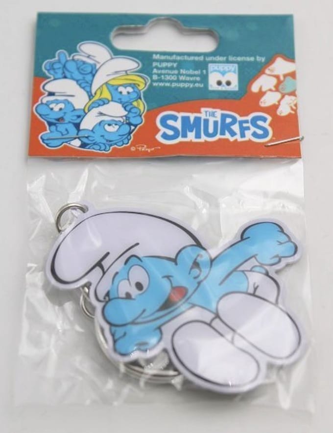De Smurfen - metalen sleutelhanger - springend - 6cm