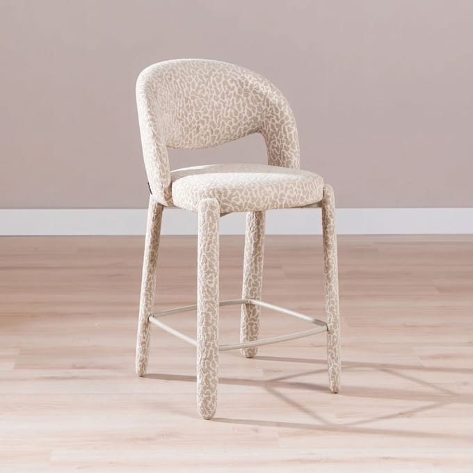 Bronx71® Barkruk Leo taupe leopard 70 cm - barstoel