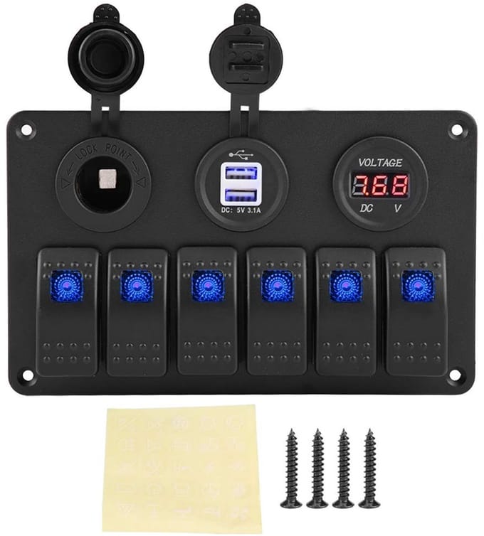 Dailygoody - Toggle Switch - Waterproof - 6 Speed - Blauw - Dual Usb