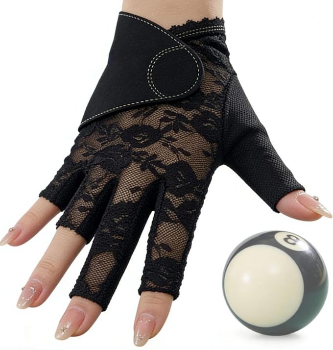 Biljarthandschoen Linkshandig - Dames Poolhandschoen - Consistente Keu Grip - Antislip Siliconen Technologie - Ca 17 cm Lengte - Wit