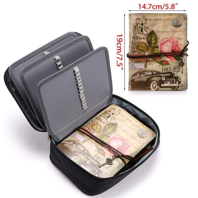 Trousse à crayons multifonctionnelle à 72 compartiments, grande capacité, avec poche intérieure zippée pour petits accessoires gris