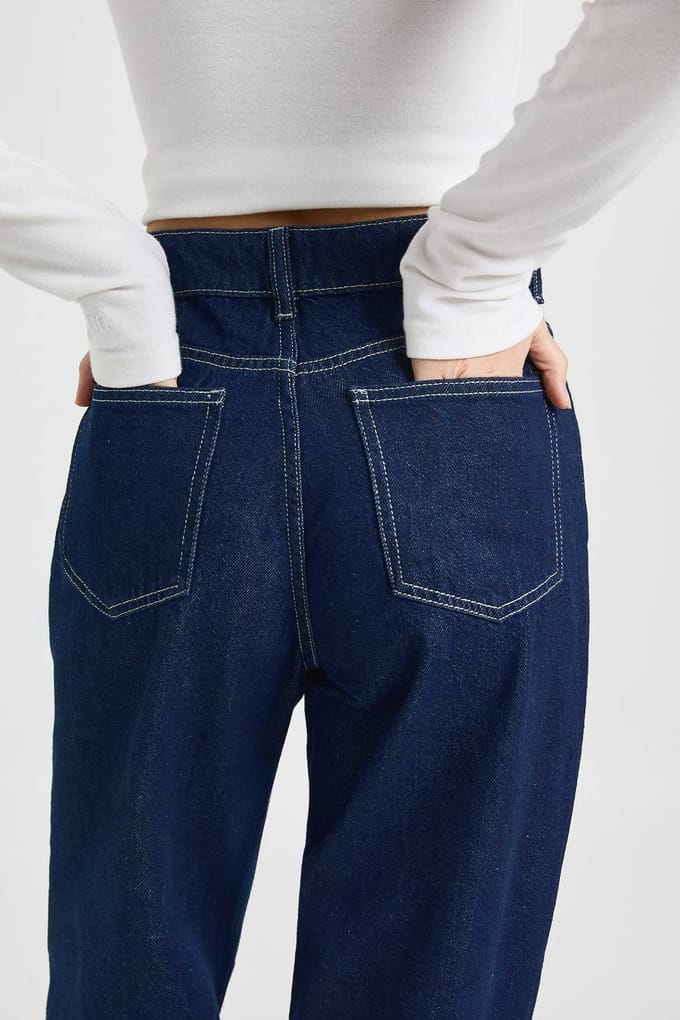 boohoo Dames Basics Hoge Taille Rechte Pijp Spijkerbroek | Indigo | Maat: 8/32L