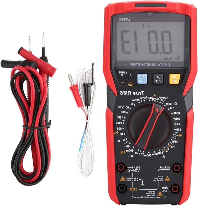 Digitale multimeter - Tester spanning - Elektrische metingen - True RMS functie - 1000V 20A - Rood