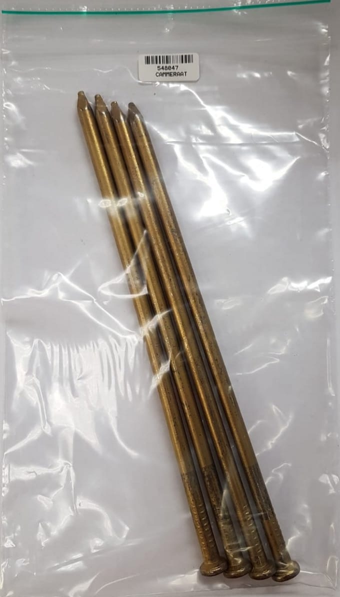 Spijkers blank – ruitkop – 9,0x230 mm – blank staal – 4 stuks – 300 gram