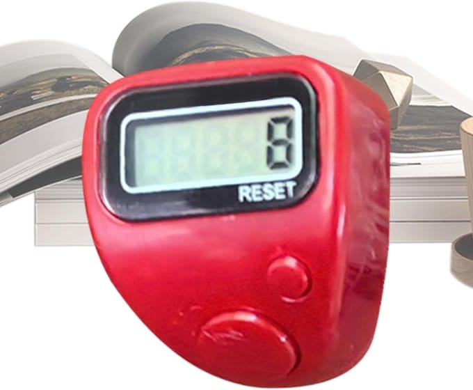 Vinger Teller - Digitale Klikker - Activiteiten Tellen - Flexibele Pasvorm - 5 Cijfers - Rood