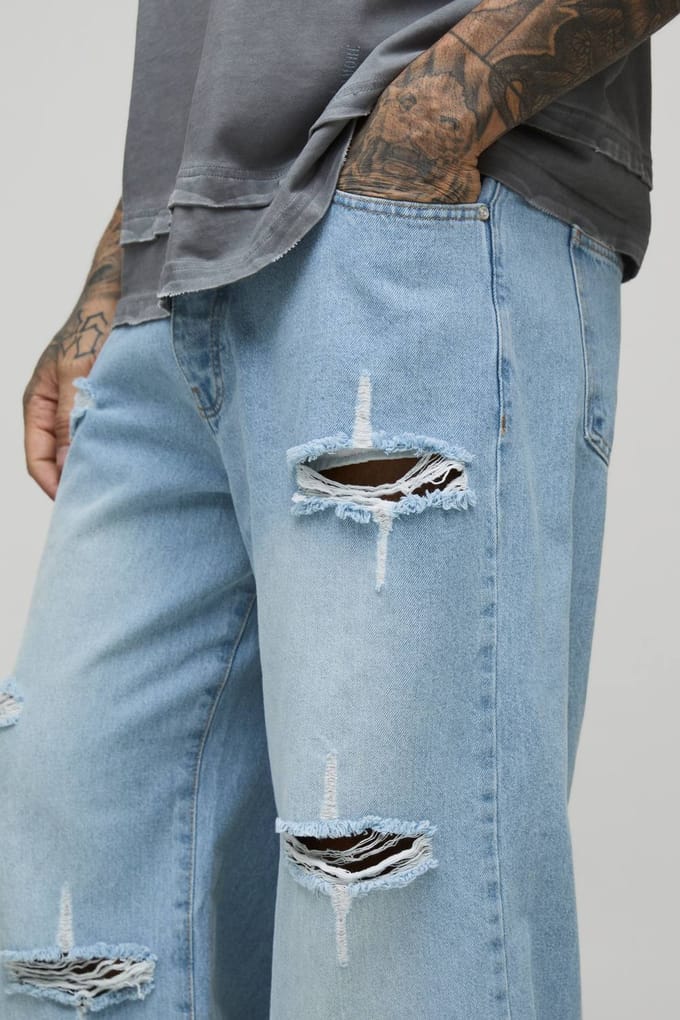 Lang Stijf Star Versleten Relaxte Pasvorm Jeans | Ice Blue | Size 32