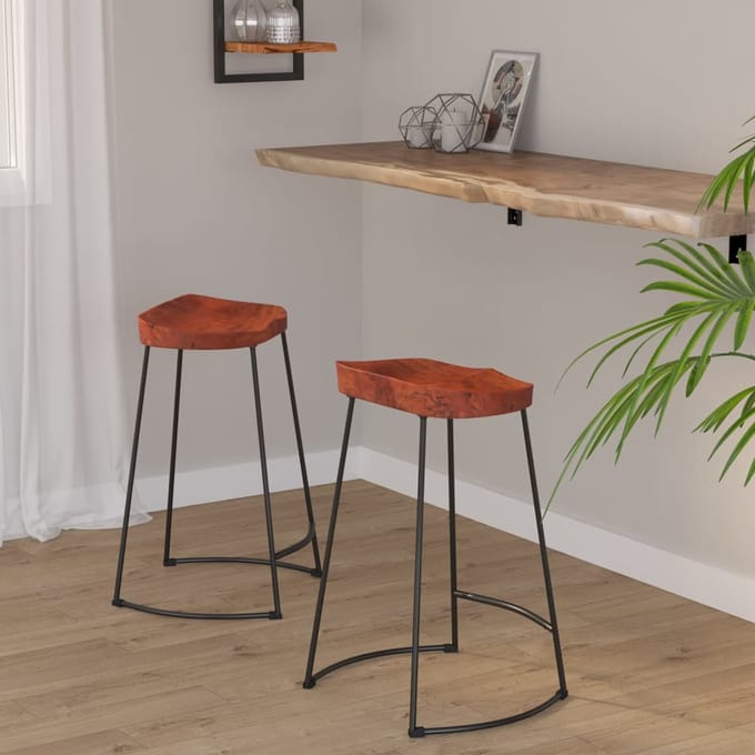 vidaXL - Barkrukken - 2 - st - Gavin - 45x40x63 - cm - massief - mangohout
