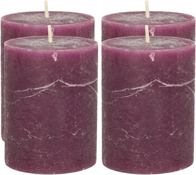 Atmospera Stompkaars/cilinderkaars - 4x - bordeaux rood - 7 x 9 cm - middel rustiek model