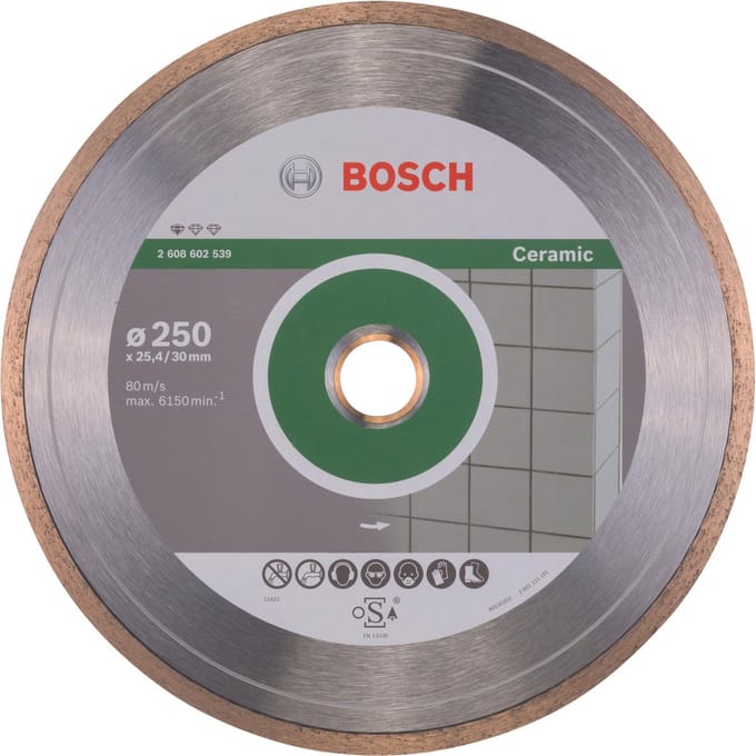 Bosch Accessories 2608602539 Bosch Power Tools Diamanten doorslijpschijf Diameter 250 mm Boordiameter 30.00 mm Keramiek 1 stuk(s)
