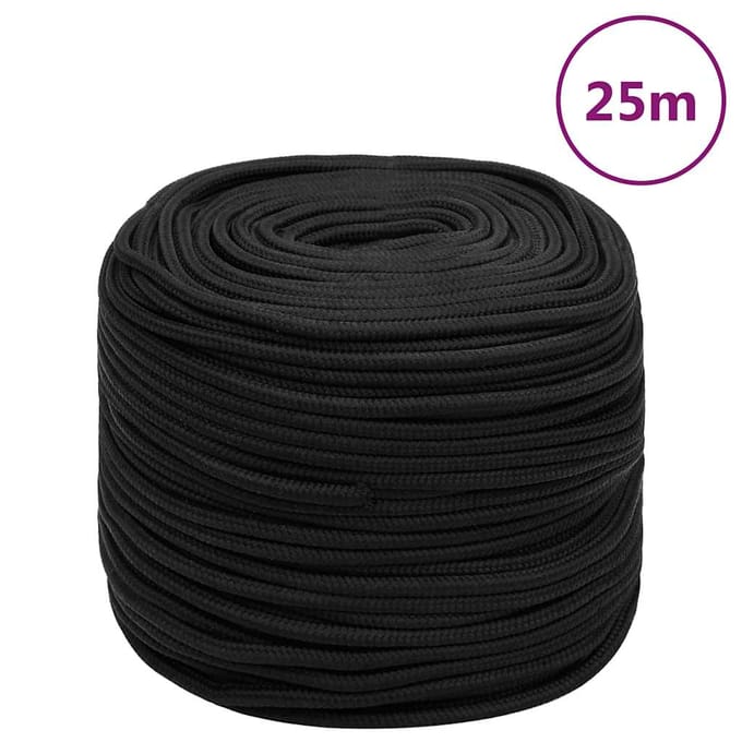 Vidaxl Scheepsketting, Zwart Effen, 8 Mm, 25 M, Polypropyleen