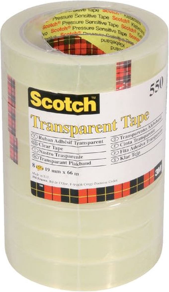 Plakband scotch 550 19mmx66m transparant 8rol | 12 stuks