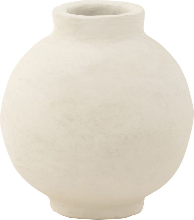 J-Line bloempot Glad Sphere - papier maché - wit - Ø 30 cm