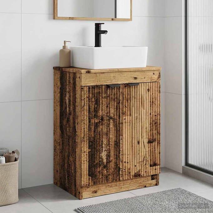 vidaXL - Wastafel - kabinet - voor - de - badkamer - Oud - hout - 54 - x - 35 - x - 100 - cm