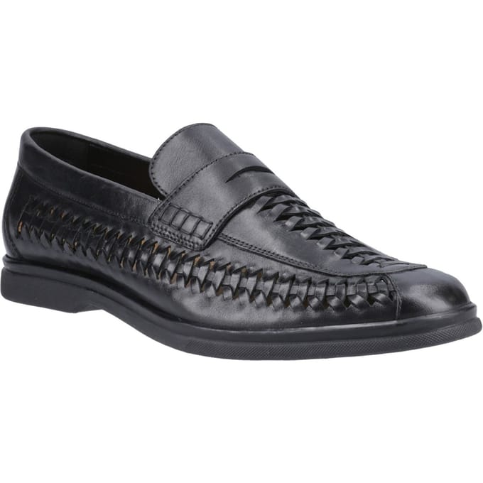 Hush Puppies Bowie Leren Heren Zwarte Instappers