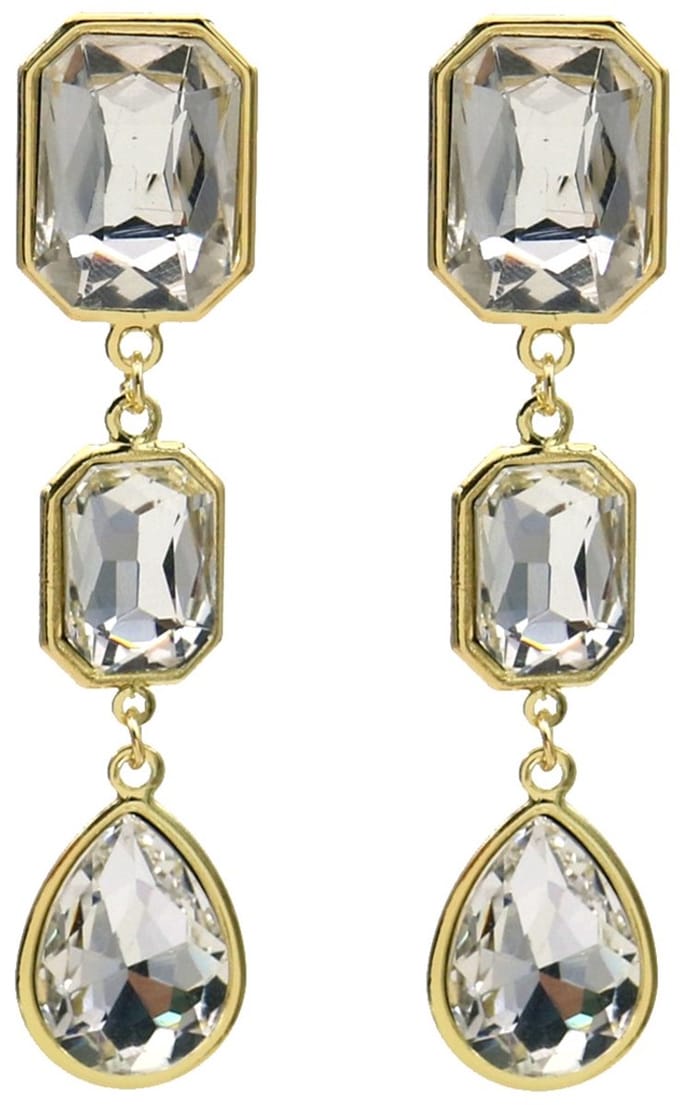 Oorbellen kristal - goudkleurig - 7 cm