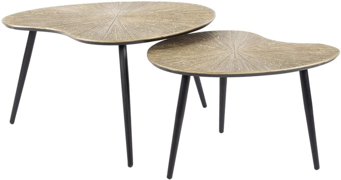 Giga Meubel Salontafel Ray Metal - Niervormig - Brons Metaal - Set van 2