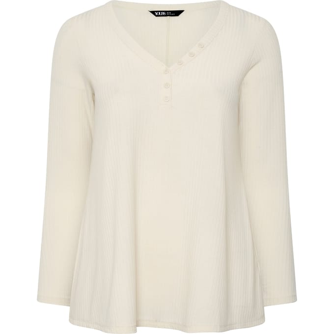 Yours Crèmekleurige Henleyswingtop Size 42