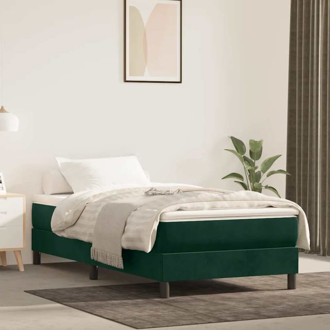 vidaXL - Boxspring - bed - 90x200 - cm - fluweel - donkergroen