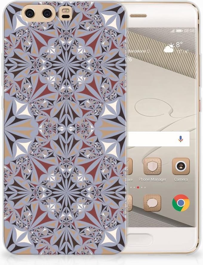 Huawei P10 Plus TPU Siliconen Hoesje Flower Tiles