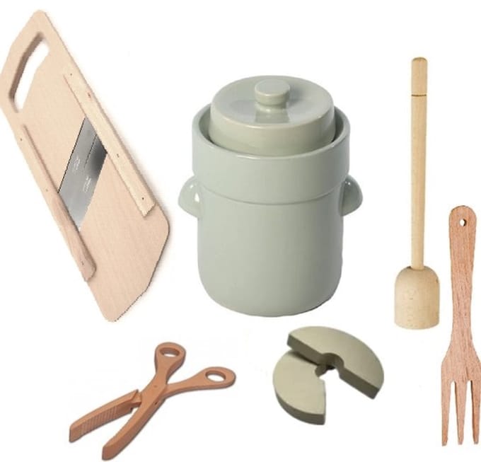 Startpakket fermenteren 3 liter (Creme-Modern) - zuurkoolpot - fermentatiepot