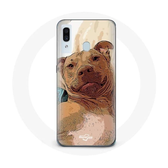 Coque pour Samsung Galaxy A20 American Pit Bull Terrier Marron
