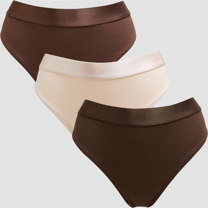 MP middelhoge string voor dames (verpakking met drie stuks) - Donkerchocoladebruin/bruin/roomgeel - XS