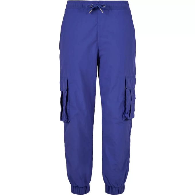 Urban Classics - High Waist Crinkle Nylon Cargobroek - M - Blauw/Paars