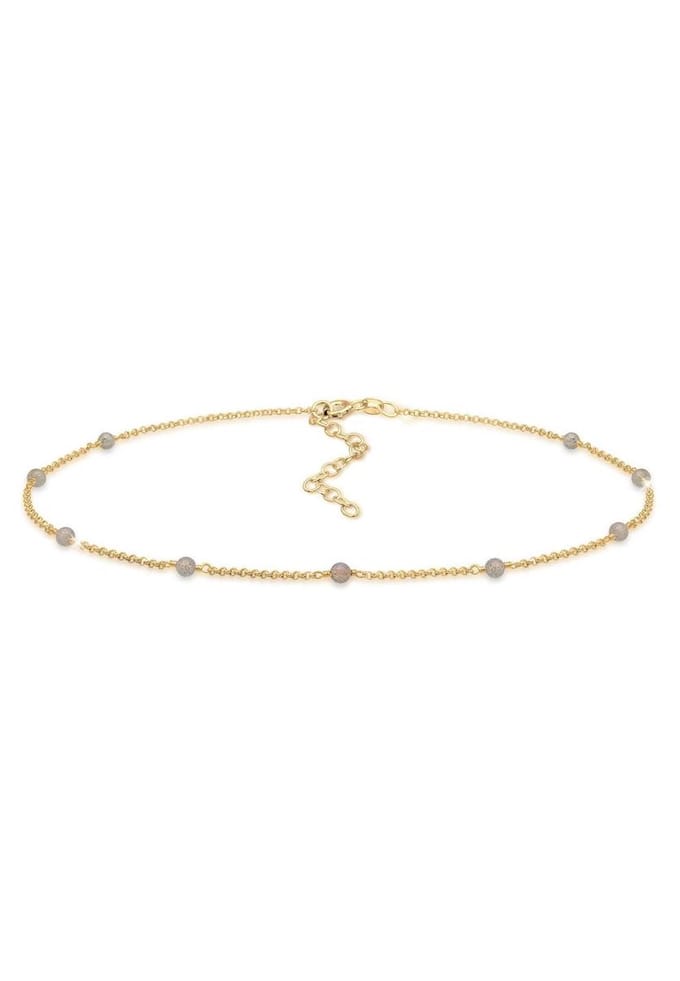 Elli - Halsketting - Dames Choker Pea Chain Labradorite Ballen Boho 925 Zilver - Dames