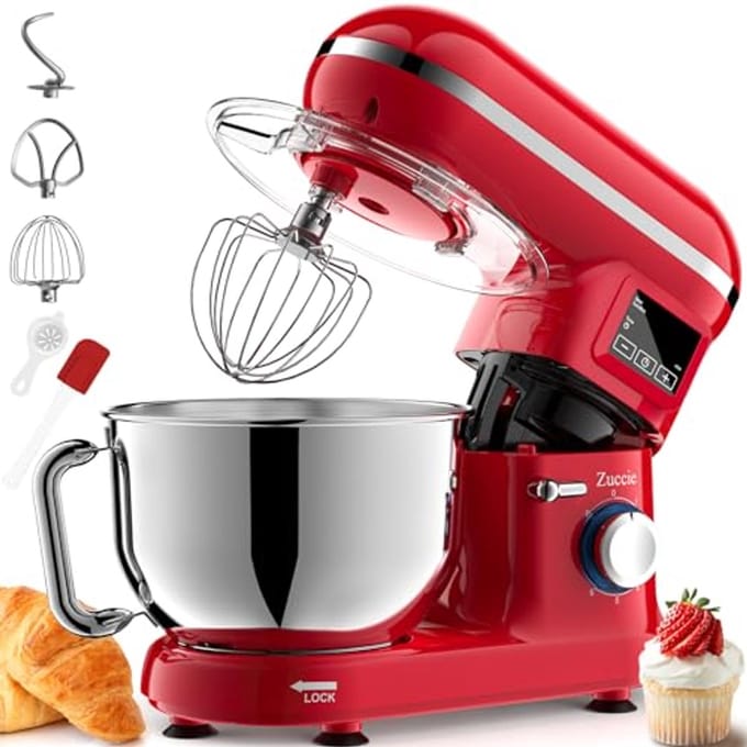 Keukenmachine - Keukenrobot Mixer - Bakken En Koken - Lcd Display Timer - 5.5 Liter - Rood