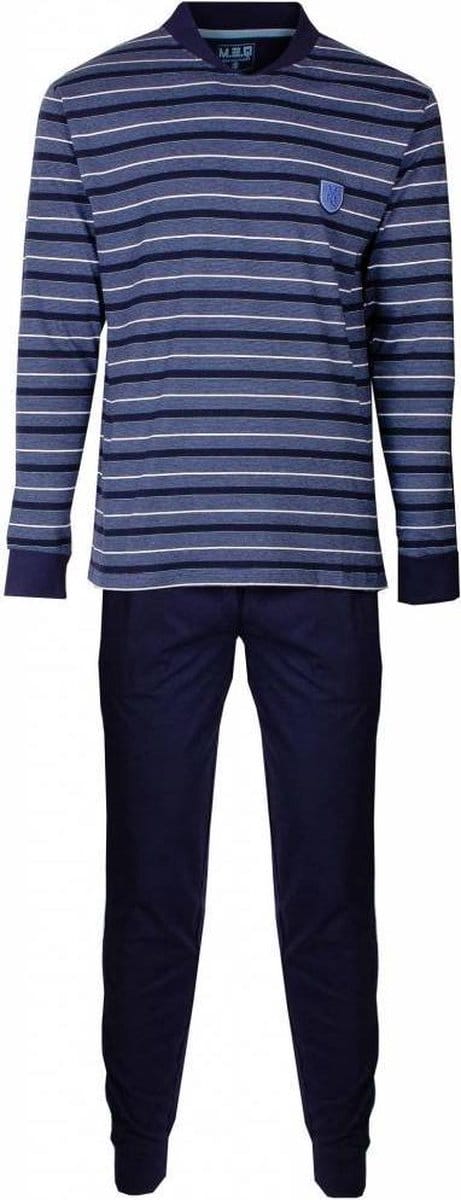 MEQ Heren Pyjama - Pyjama Set - 100% Gekamde Katoen - Blauw - Maat S