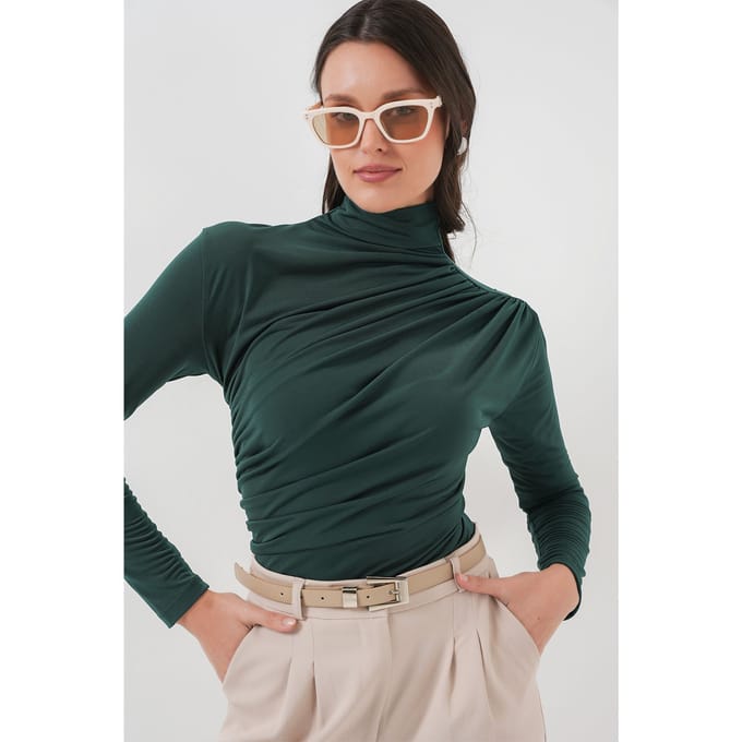 Fitted Colblouse met Drapé Detail