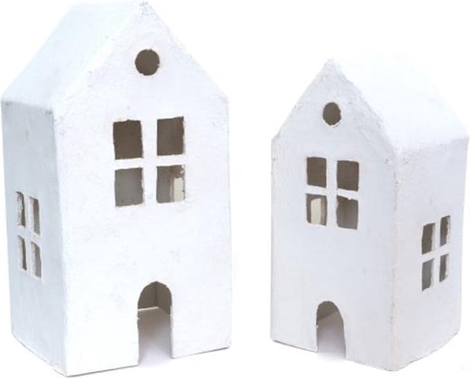 Only Naturel Huis papier MACHÉ SET VAN 2 Wit