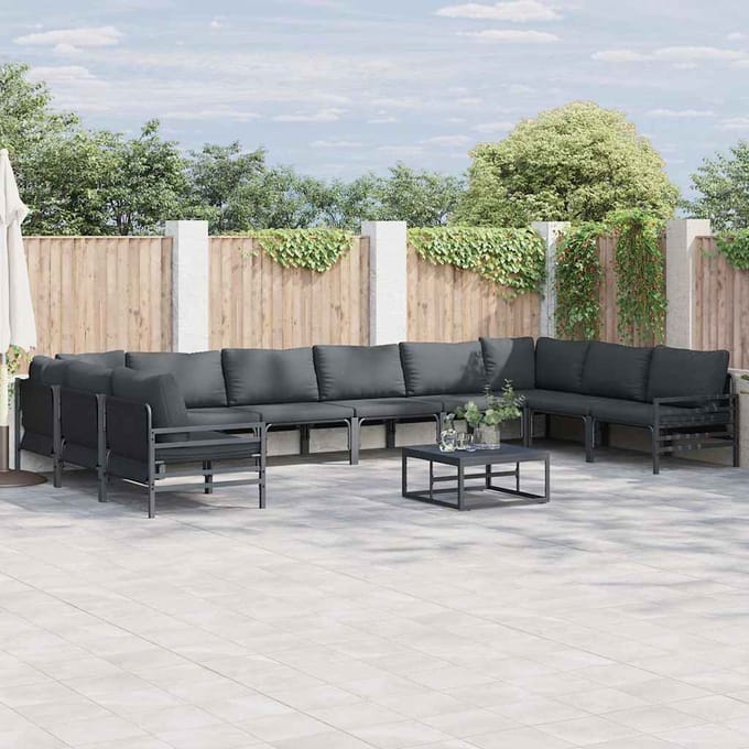 vidaXL - Tuinbank - Set - 10 - st - Zwart - Staal