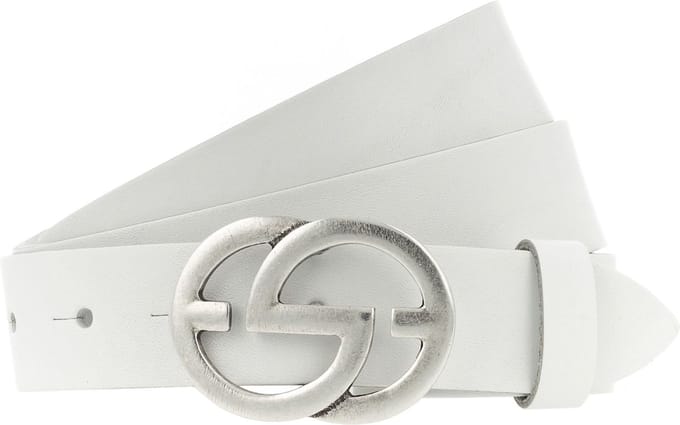 Vanzetti Leren Riem Full Leather Buckel Belt W100 White Wit