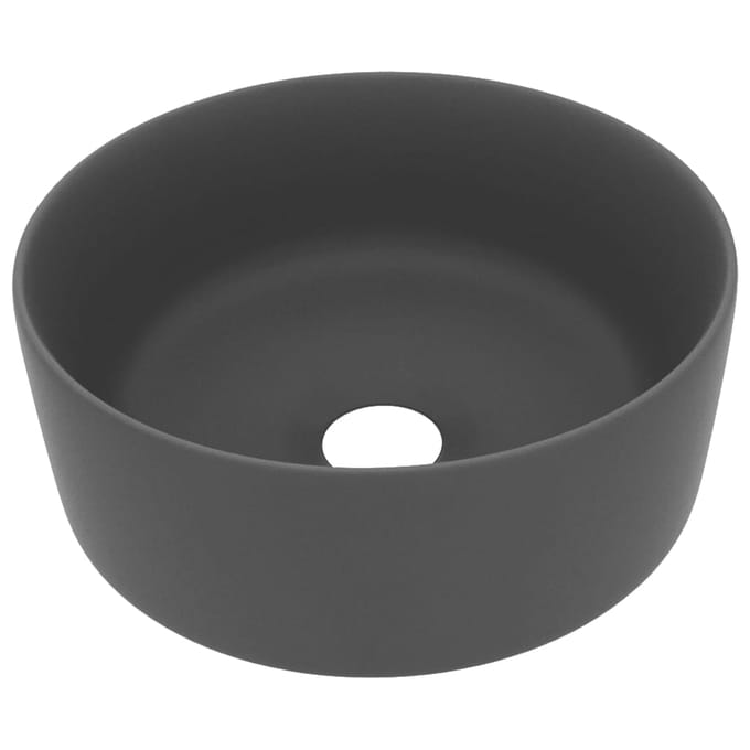 vidaXL - Wastafel - rond - 40x15 - cm - keramiek - mat - donkergrijs