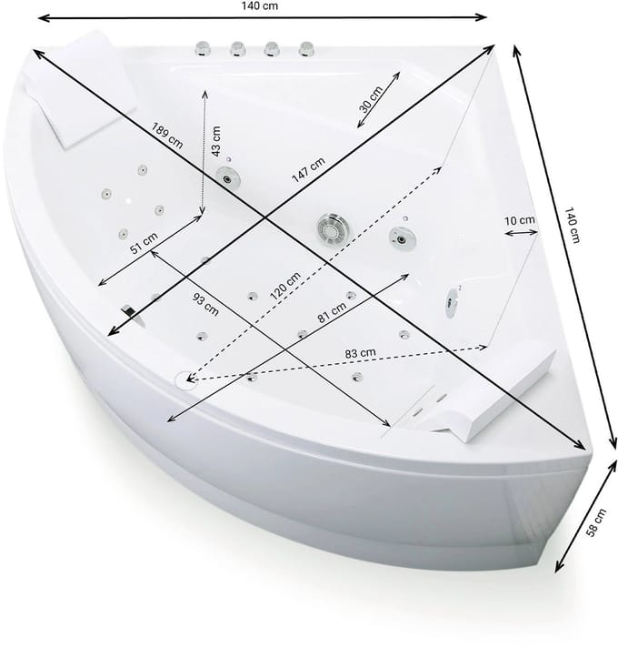 SPALINA - Whirlpool bad - Selonia Wave, 140 x140 x58 cm, Wit