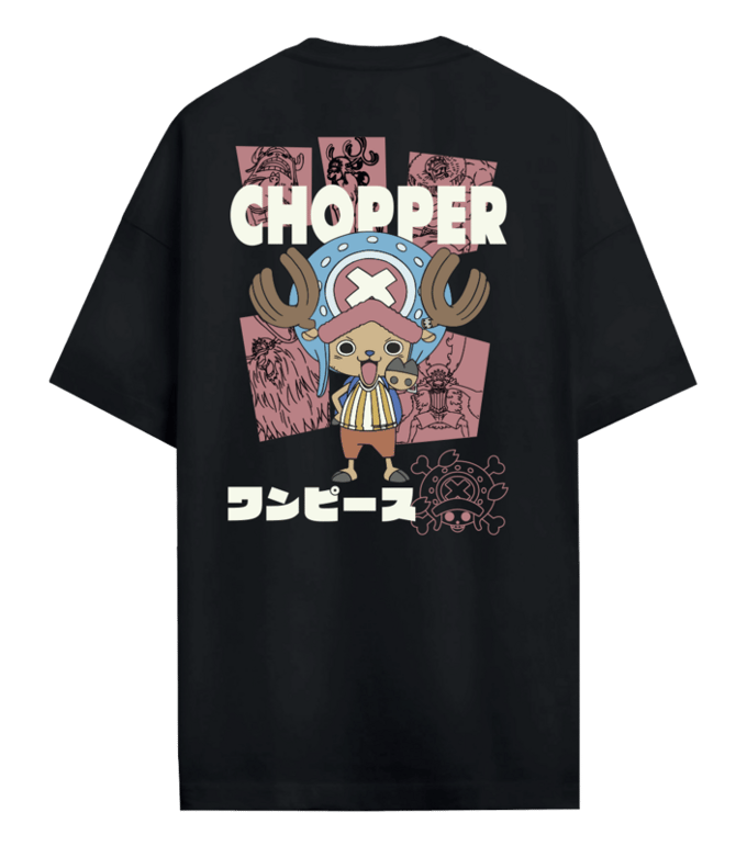 One Piece - Anime Oversized T-shirt - Chopper - S tot XL - voor Mannen - zwart