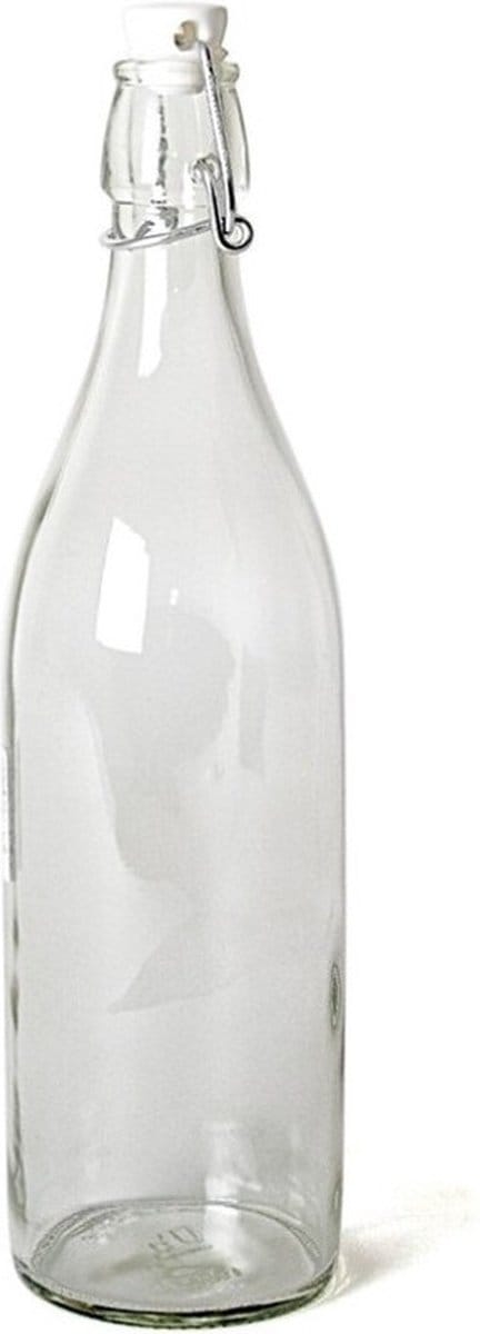 Gerimport Beugelfles - 6x stuks - weckfles met beugeldop - 1 liter - transparant - glas - inmaakfles