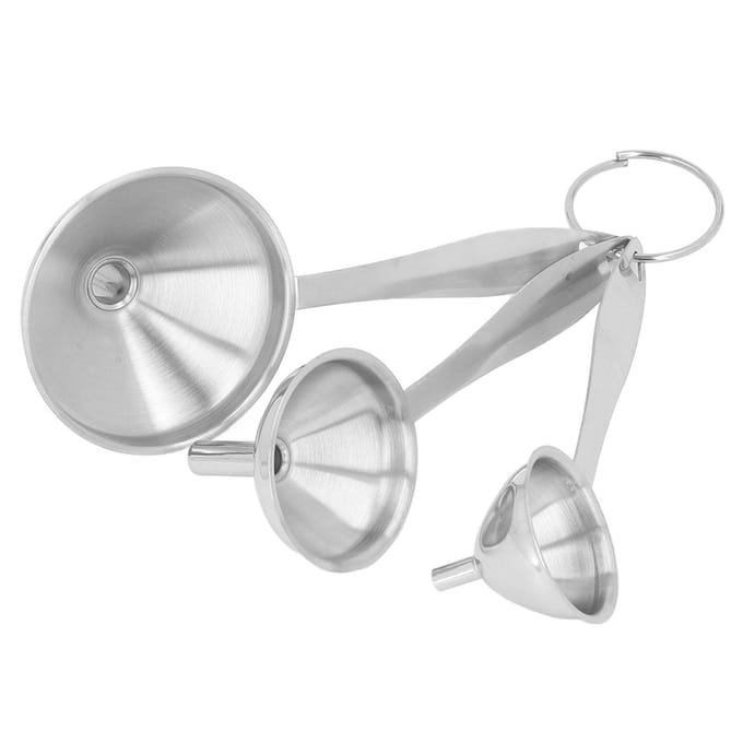 Lot de 3 petits entonnoirs multifonctions en acier inoxydable pour le transfert white