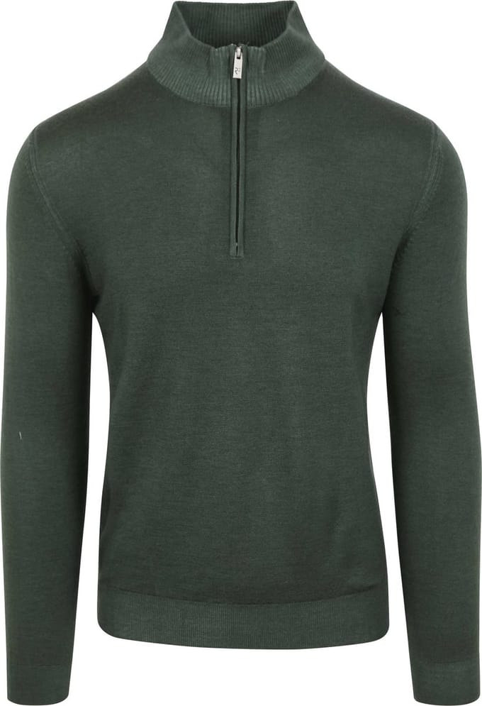 R2 Half Zip Trui Merino Wol Donkergroen - Maat S - Heren - Quarter zip